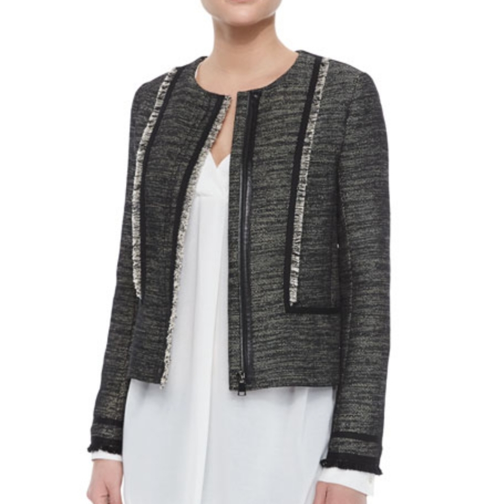 Vince fringe trim boucle jacket